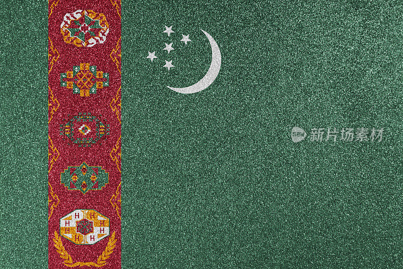 土库曼斯坦国旗闪闪发光的纹理