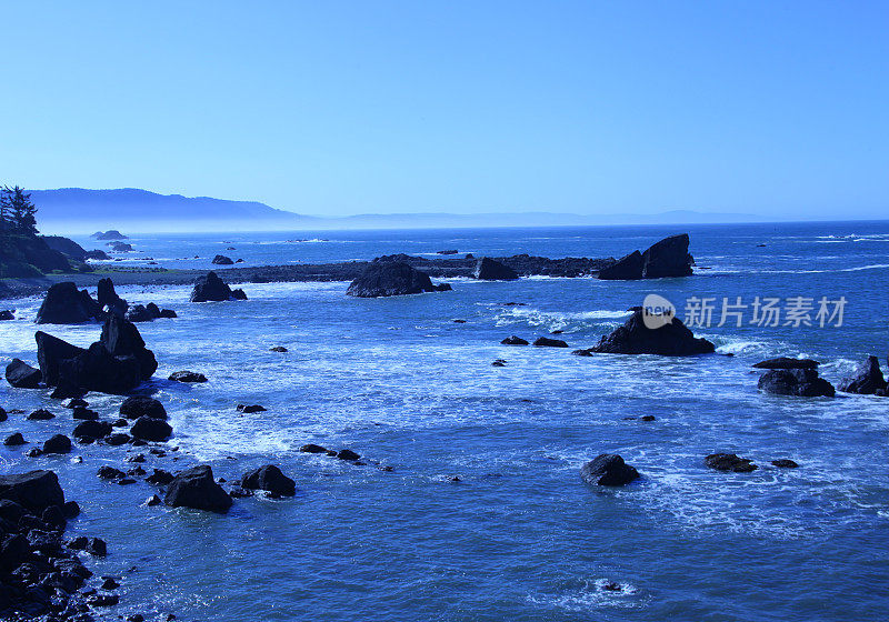 雾在海湾，新月市，美国加利福尼亚州