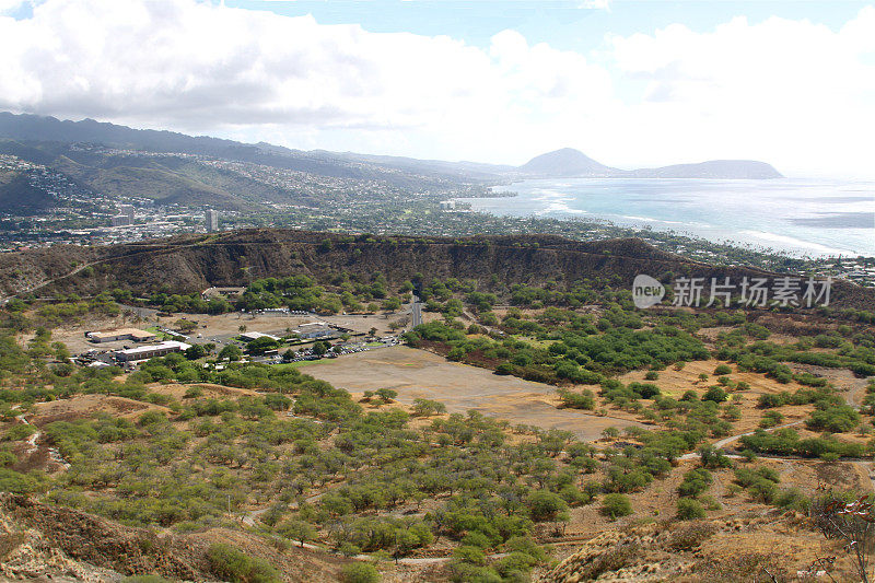 俯视钻石头火山口