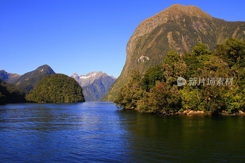 雄伟的疑声峡湾，田园诗般的峡湾景观，新西兰南部全景