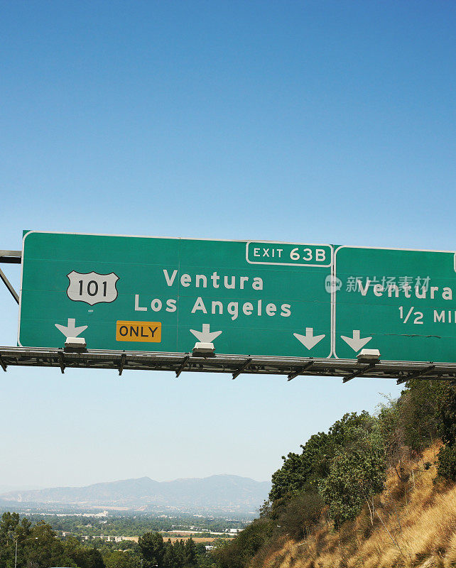 文图拉和洛杉矶101高速公路标志