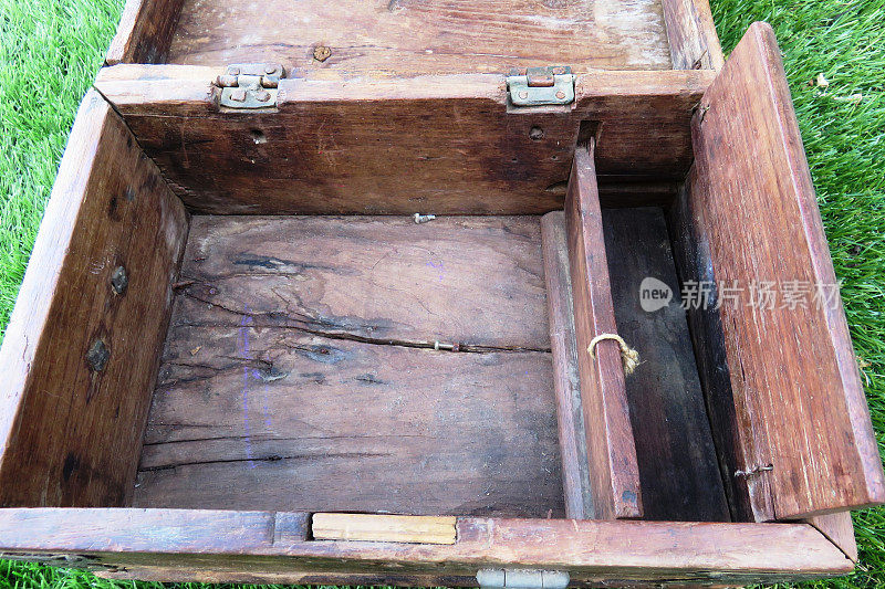 旧木箱，用于储存和称量黄金