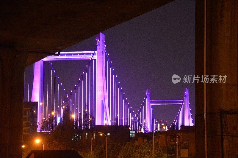 浙江省宁波市青峰吊桥夜景