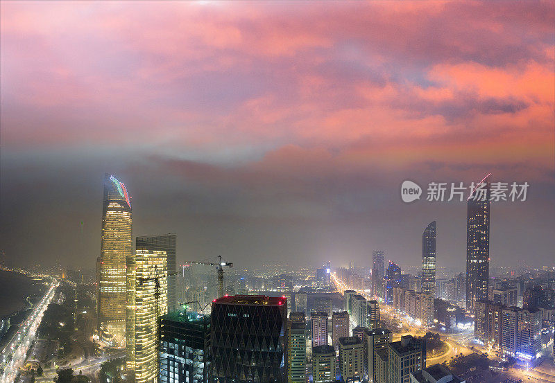 阿拉伯联合酋长国迪拜夜景全景鸟瞰图