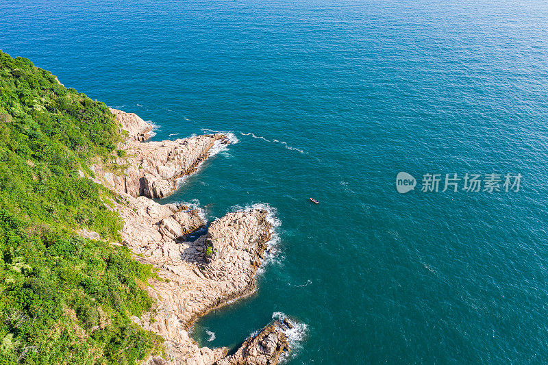 香港世界地质公园西贡的鸟瞰图