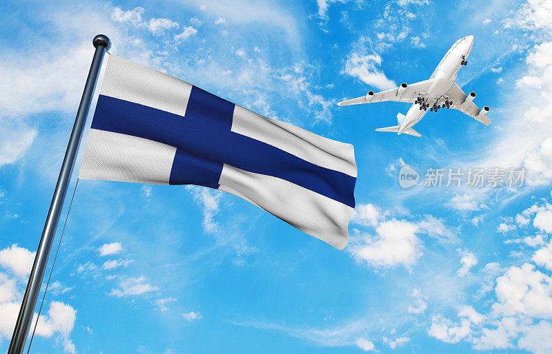 芬兰国旗和飞机