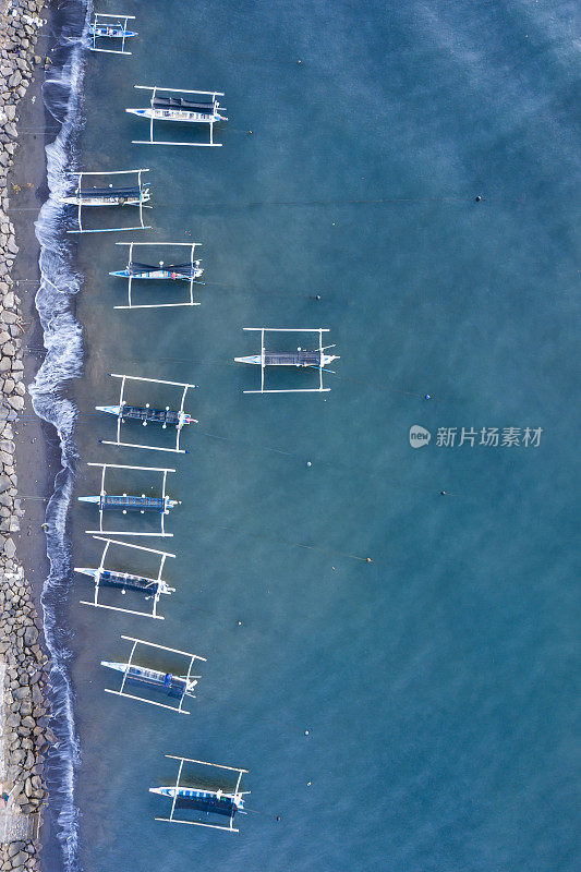 北巴厘岛渔船鸟瞰图