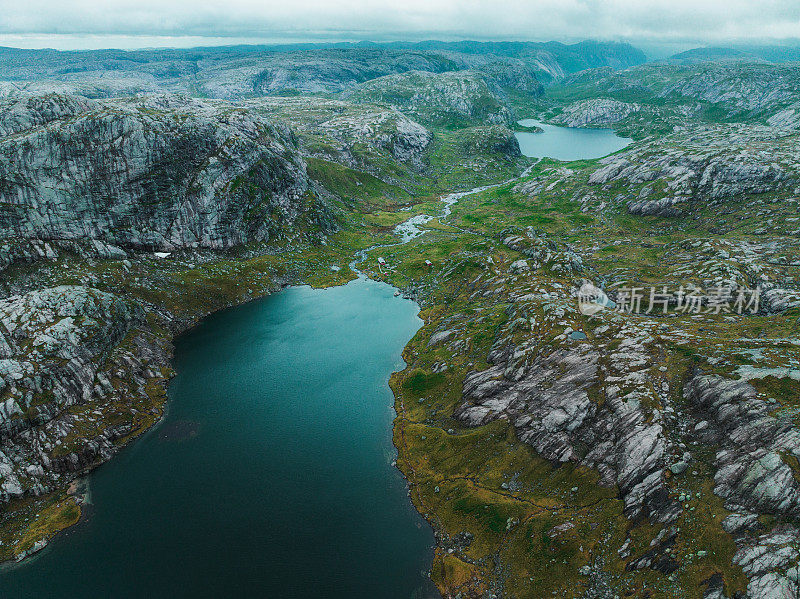 挪威湖的风景鸟瞰图