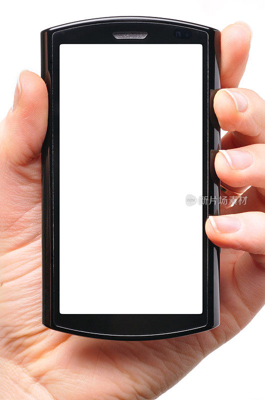 女性的手拿着一个现代的触摸屏手机