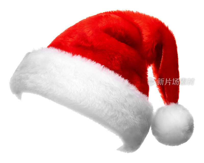 单身圣诞老人的红帽孤立在白色的背景