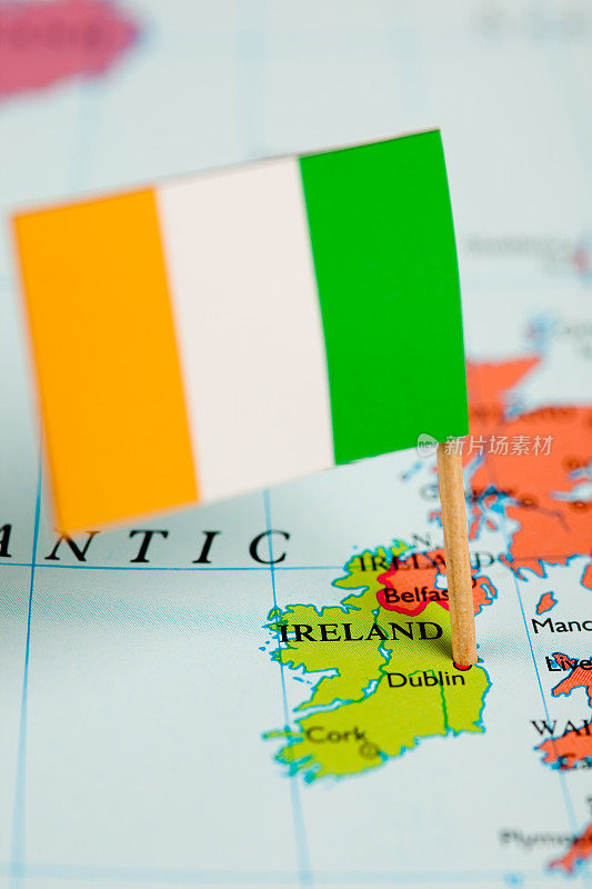 爱尔兰地图和国旗