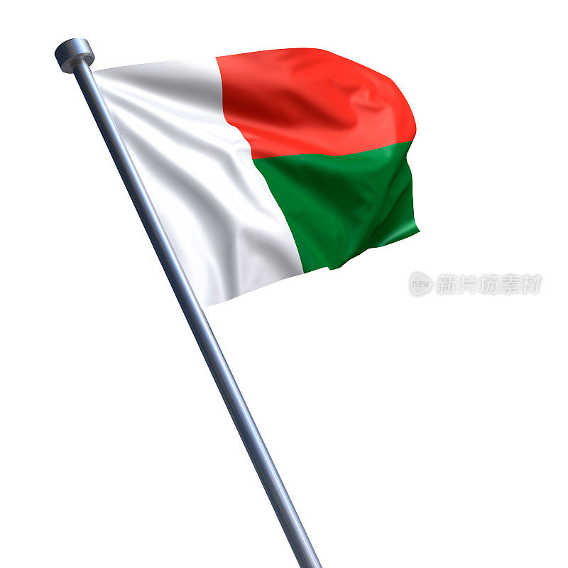 马达加斯加国旗孤立在白色