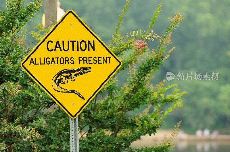 短吻鳄发出警告警告标志