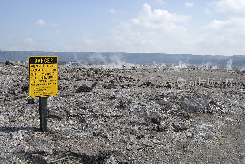 火山国家公园的警告标志