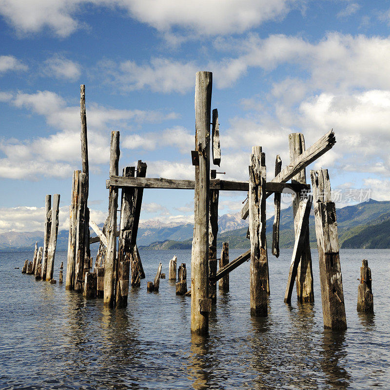 废弃的码头，维多利亚岛，巴里洛切，巴塔哥尼亚，阿根廷