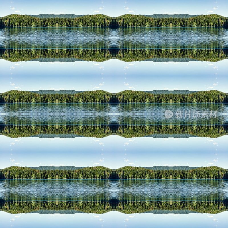 抽象对称马赛克图案背景:湖