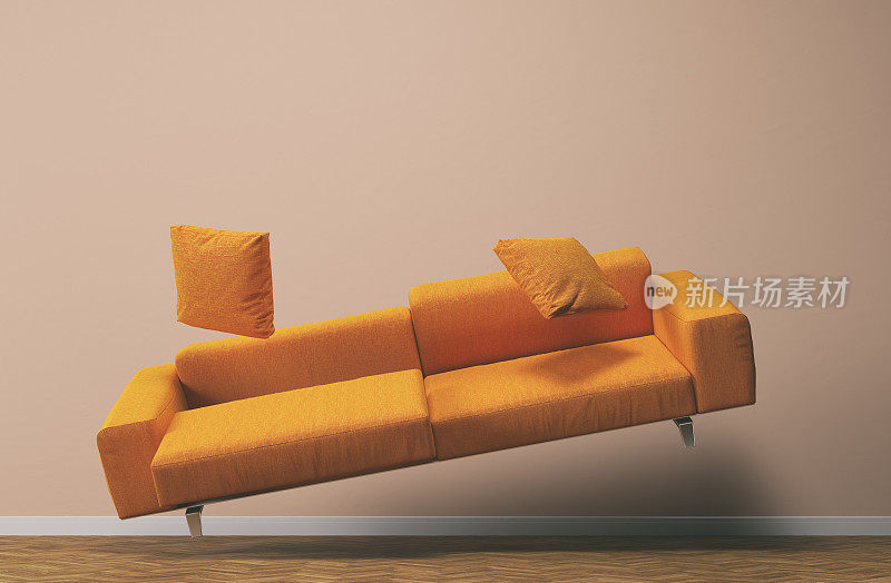 重力概念橙色沙发