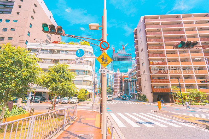 城市街景在东京，日本