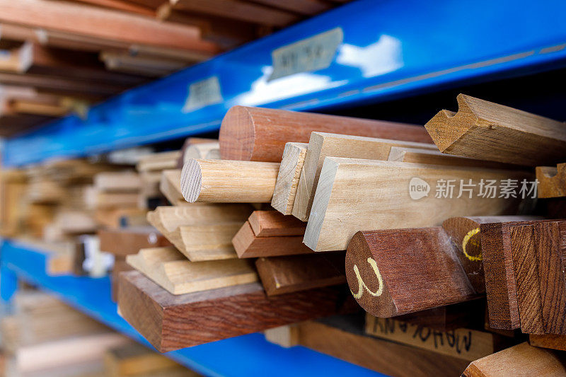 木材样品在木工车间