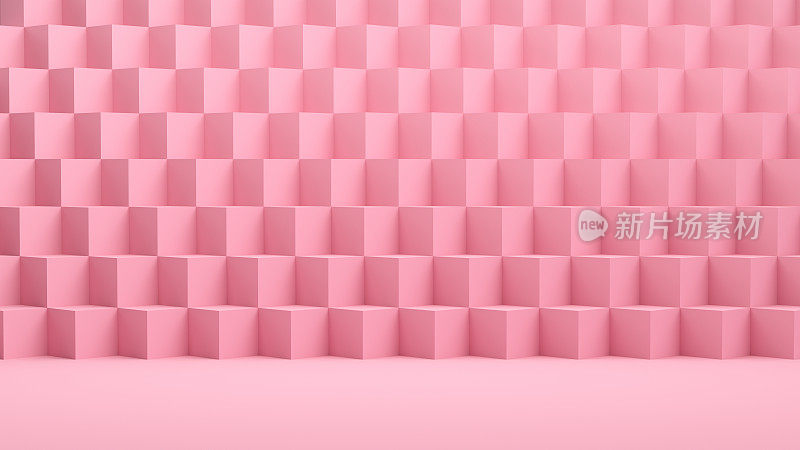 三维等距立方体模式，粉色背景