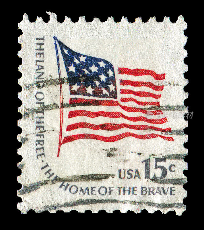 美国邮票:美国国旗-麦克亨利堡国旗，自由的土地。勇者之家。