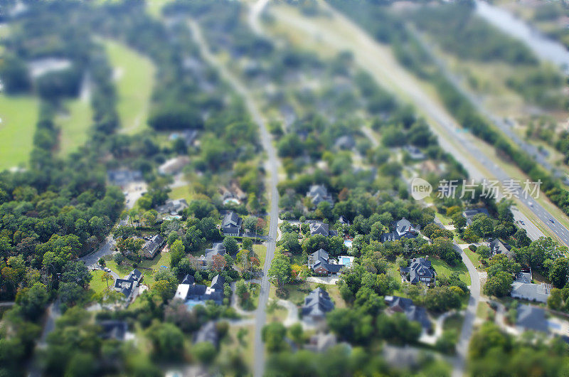 倾斜转移，城市蔓延鸟瞰图的默特尔比奇，南卡罗来纳州