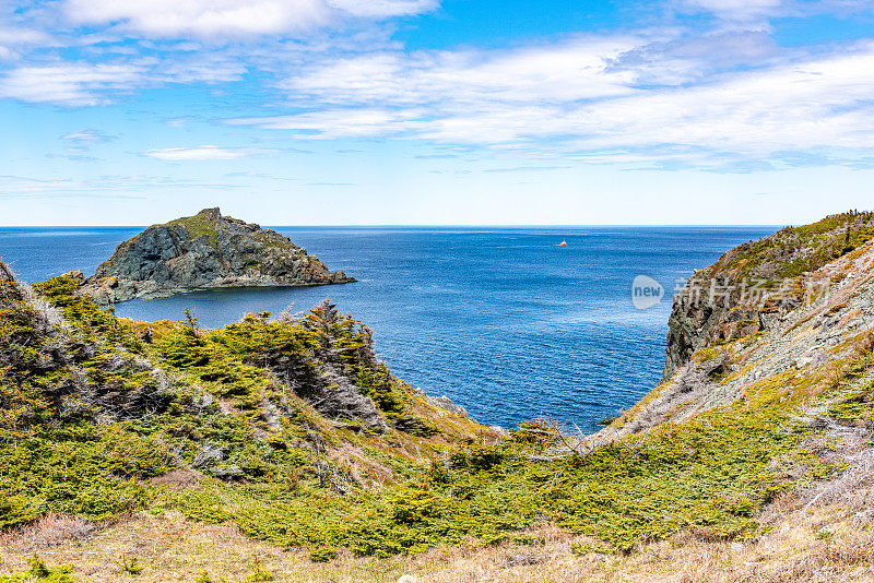 低头，保姆洞和睡眠湾小径，乌鸦头，Twillingate，加拿大