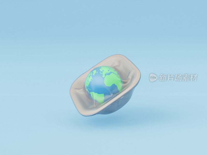 塑料容器中地球仪的3D图片