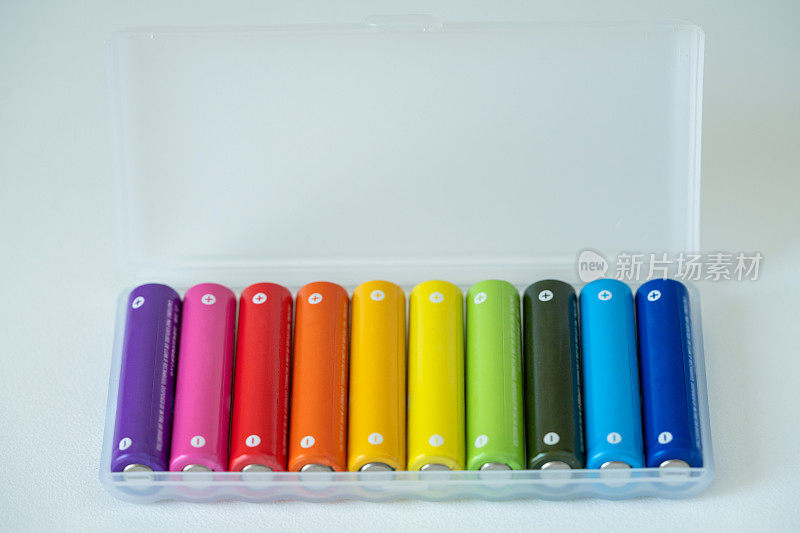 新型彩色AAA塑料盒电池，可充电蓄电池，碱性电池
