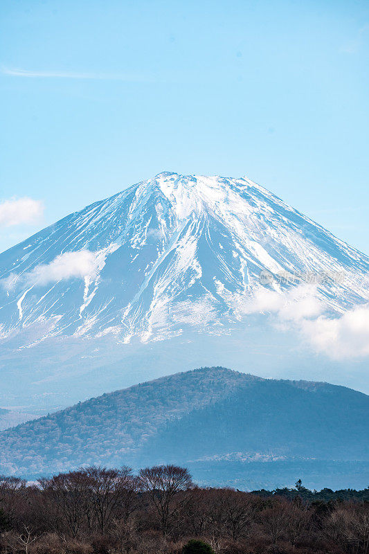 位于日本藤吉田川口的富士山