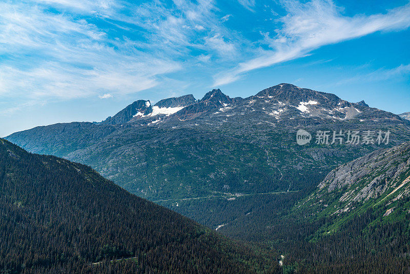 美国阿拉斯加州怀特山口山顶游览列车。