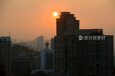 日落时分的重庆城市景观，中国