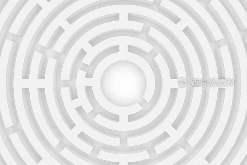 3D白色圆形迷宫，迷宫背景