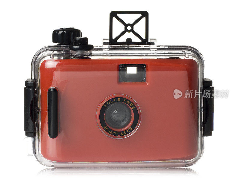 玩具35mm胶片水下相机在白色背景
