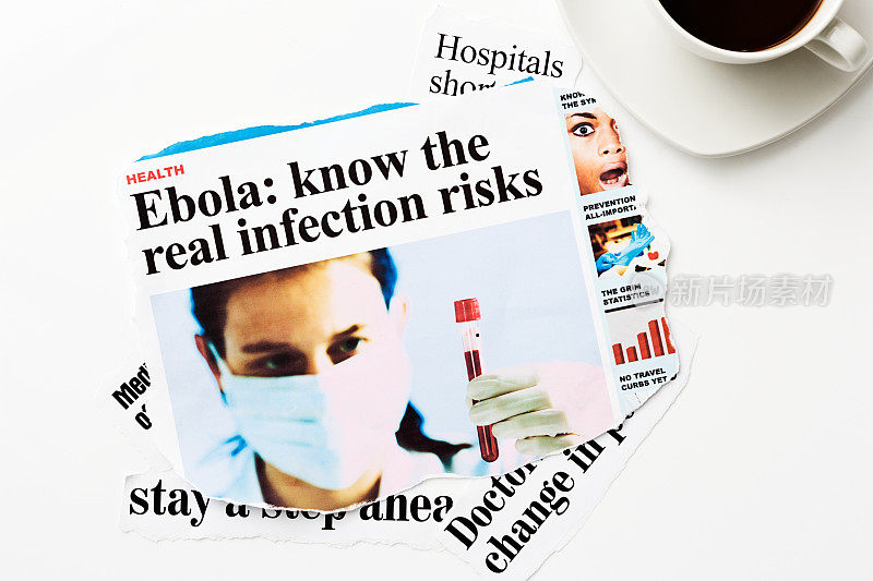 一堆报纸头条都是关于埃博拉的