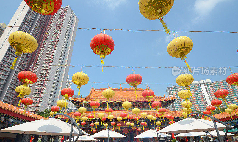 香港黄大仙庙的灯笼