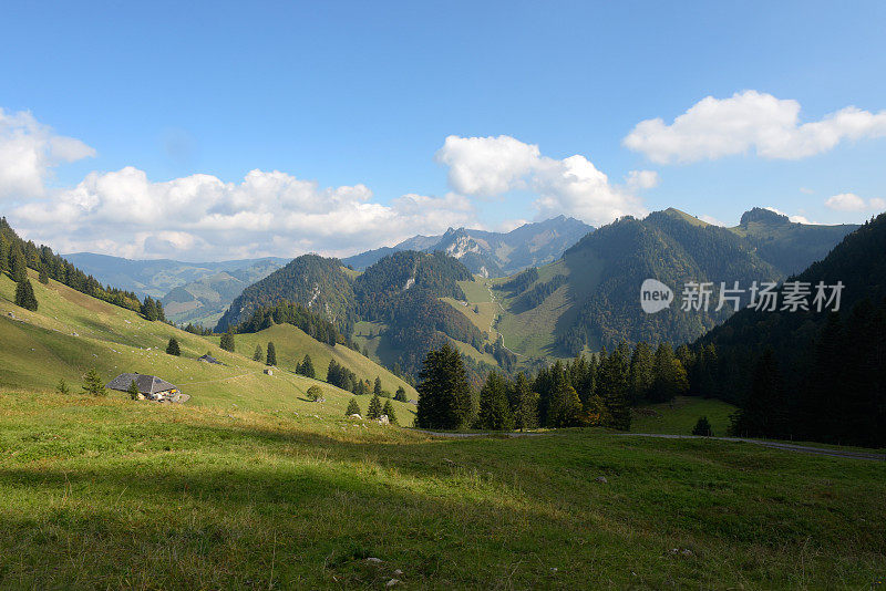 格鲁耶尔和阿尔卑斯山的风景