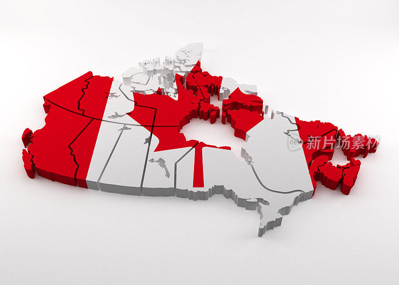 加拿大国旗颜色的地图