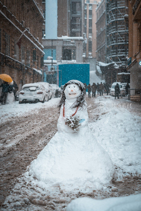 土耳其伊斯坦布尔的雪人