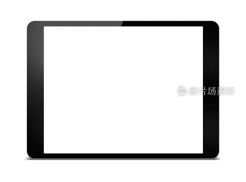 (剪辑路径)空白黑色数字平板孤立在白色背景