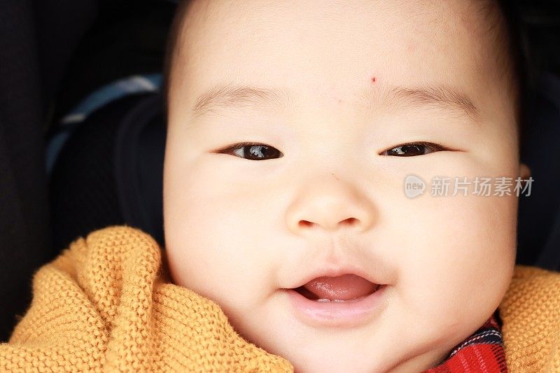 一个六个月大的亚洲女婴的肖像