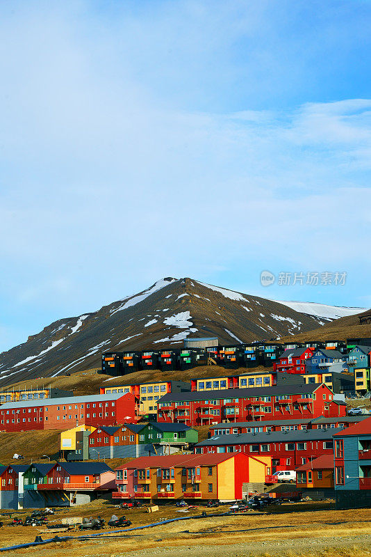 挪威北极斯瓦尔巴特群岛朗伊尔城的房屋