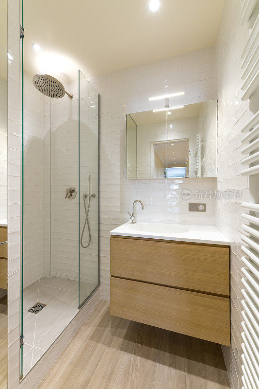 浴室在一个现代豪华公寓