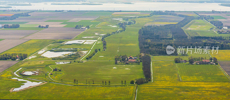 舍克兰岛前岛和联合国教科文组织世界遗产在Noordoostpolder，荷兰鸟瞰图