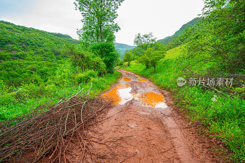 蜿蜒的道路在老山或斯达拉平原的乡间穿行