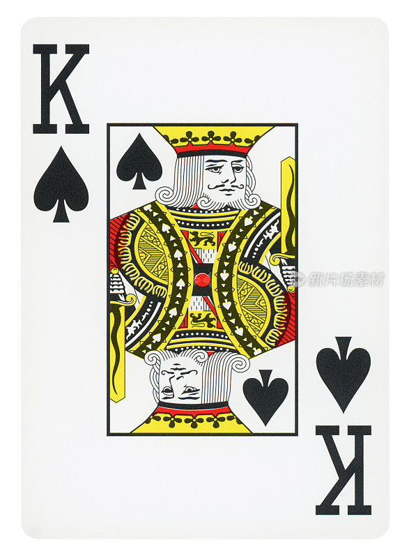 黑桃王扑克牌-孤立的
