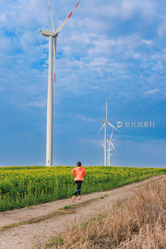 在农村地区用风力发电机跑步