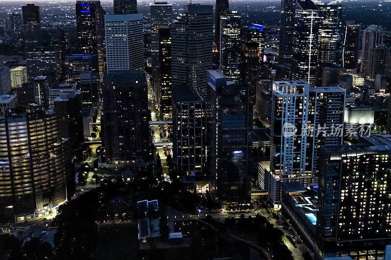 休斯顿市中心的夜景