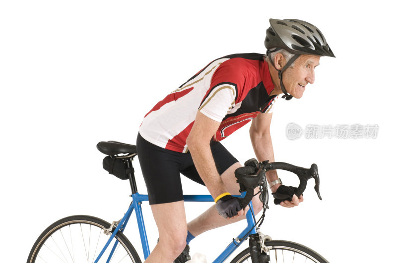 老人骑自行车健身