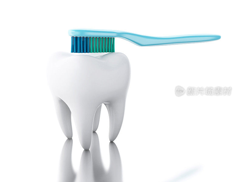 3D牙刷与牙膏。